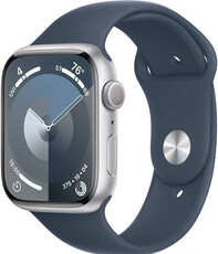 Apple Watch Series 9, GPS, 45 mm koperta ze srebrnego aluminium, pasek sportowy M/L