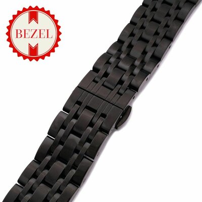 Męska czarna metalowa bransoleta do zegarka LUX-03